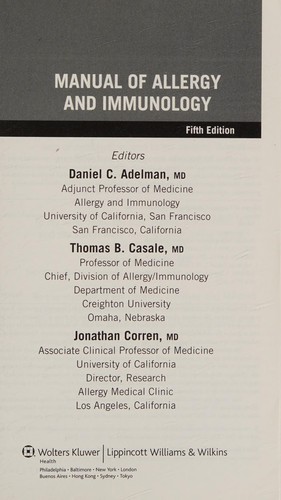 Manual of allergy and immunology