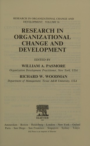 Research in organizational change and development