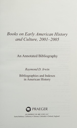 Books on early American history and culture, 2001-2005