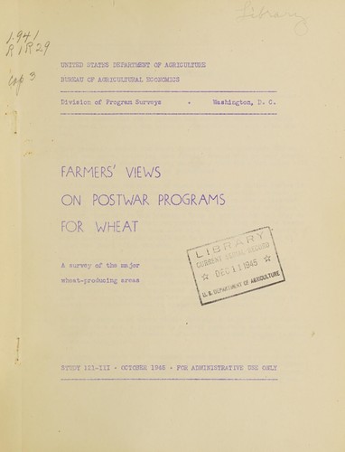 Farmers' views on postwar programs for wheat