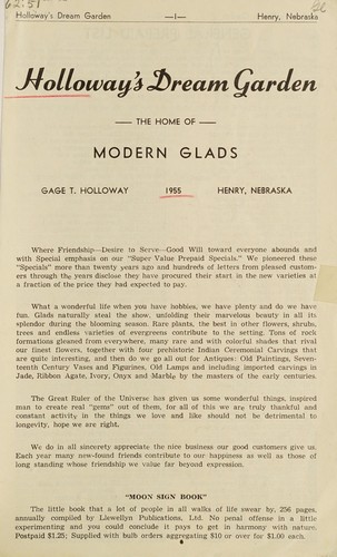 Holloway's Dream Garden, the home of modern glads, 1955