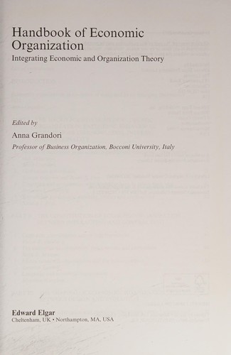 Handbook of Economic Organization