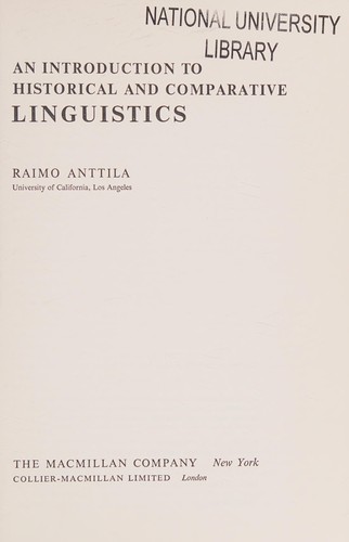 An introduction to historical and comparative linguistics