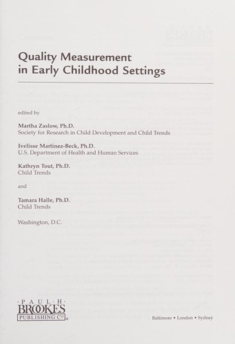 Quality measurement in early childhood settings