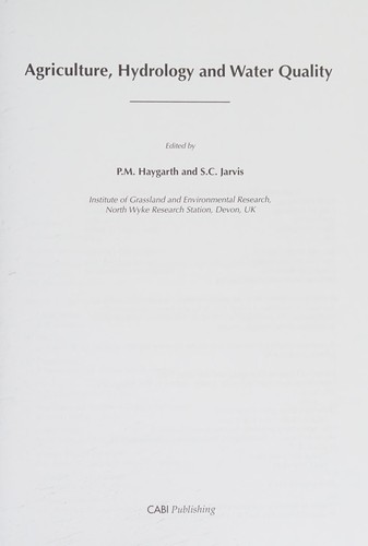 Agriculture, hydrology, and water quality