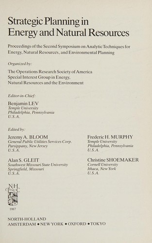 Strategic planning in energy and natural resources
