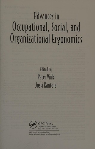 Advances in occupational, social, and organizational ergonomics
