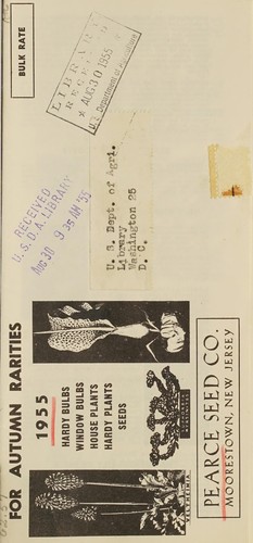 For autumn rarities 1955, hardy bulbs, window bulbs, house plants, hardy plants, seeds
