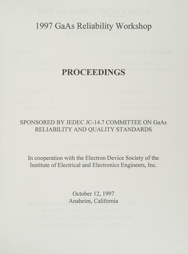 1997 GaAs Reliability Workshop