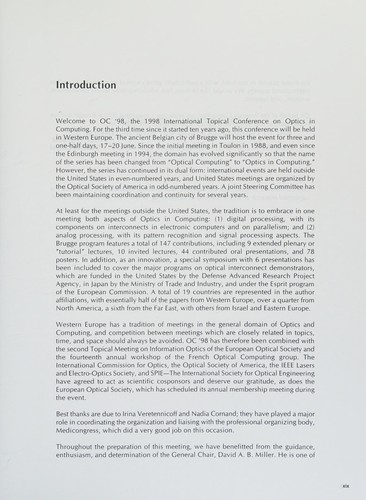 Optics in Computing '98
