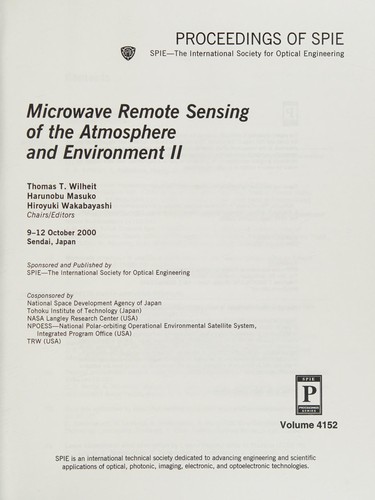 Microwave remote sensing of the atmosphere and environment II