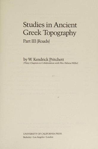 Studies in ancient Greek topography