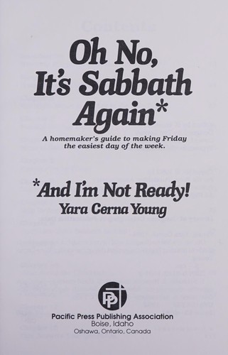 Oh no, it's Sabbath again and I'm not ready!