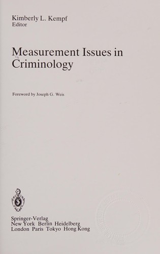 Measurement Issues in Criminology