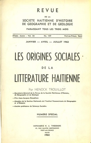 Les origines sociales de la littérature haïtienne