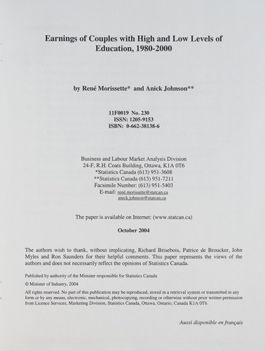 Earnings of couples with high and low levels of education, 1980-2000