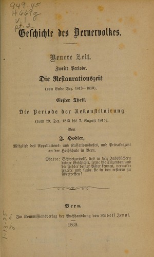Geschichte des Bernervolkes