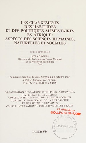 Les Changements des habitudes et des politiques alimentaires en Afrique
