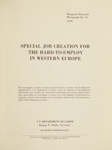 Special job creation for the hard-to-employ in Western Europe