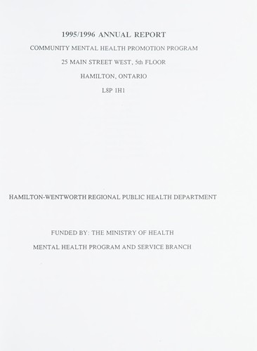 Annual Report of the Community Mental Health Promotion Program
