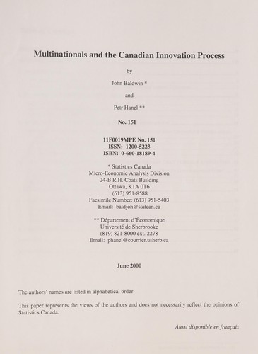 Multinationals and the Canadian innovation process