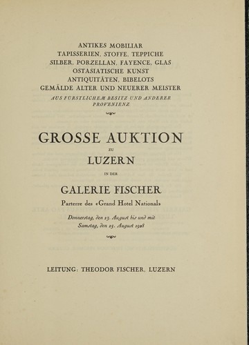 Antikes Mobiliar, Tapisserien, Stoffe, Teppiche, Silber, Porzellan, Fayence, Glas, ostasiatische Kunst, Antiquit©Þten, Bibelots, Gem©Þlde alter und neuerer Meister