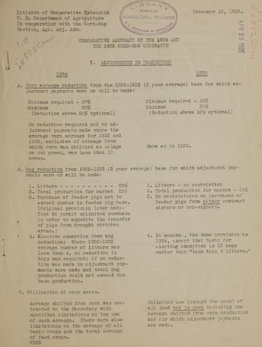 Comparative abstract of the 1934 and the 1935 corn-hog contracts