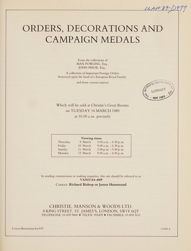 Orders, decorations and campaign medals