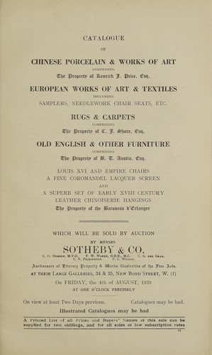 Chinese porcelain and works of art, European works of art and textiles, rugs and carpets, old English and other furniture