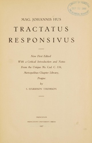 Mag. Johannis Hus Tractatus responsivus