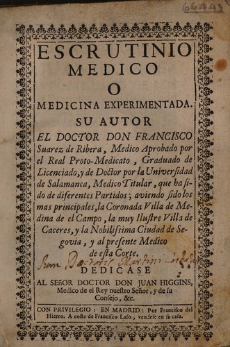 Escrutinio medico, o medicina experimentada