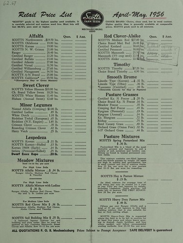 Retail price list, April-May, 1956