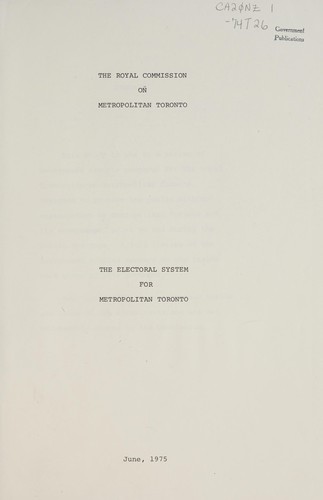 The electoral system for Metropolitan Toronto