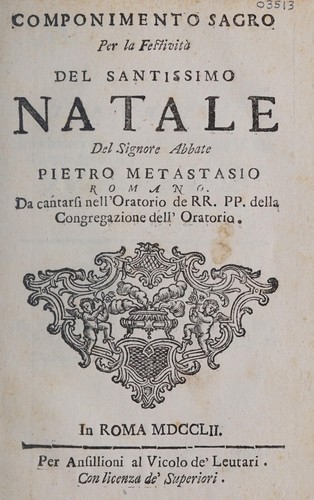 Componimento sagro per la festivit©  del Santissimo Natale
