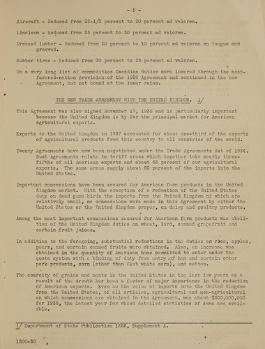 The recently negotiated trade agreements with Canada and the United Kingdom, with particular reference to dairy and poultry and other agricultural products ...