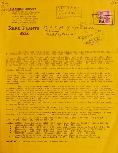 Rare plants 1957