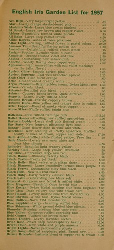 Price list of 1957, choice hardy iris