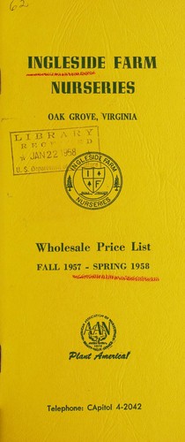 Wholesale price list, fall 1957 - spring 1958