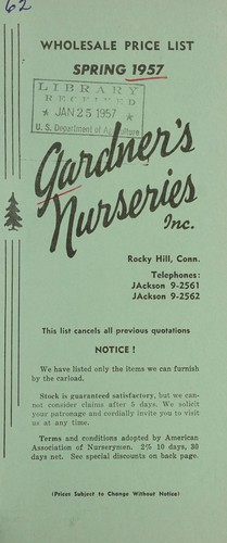 Wholesale price list, spring 1957