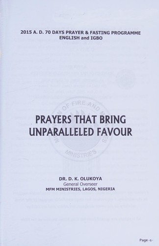 70 Days Fasting and Prayer Programme 2015 Edition ENGLISH and IGBO