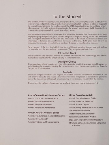 Aircraft Structural Maintenance Student Workbook