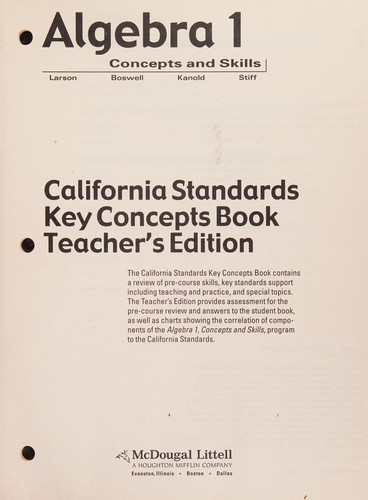 Algebra 1 California Standards Key Concepts Book Teacher's Edition
