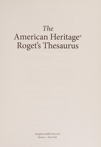 The American Heritage Roget's Thesaurus