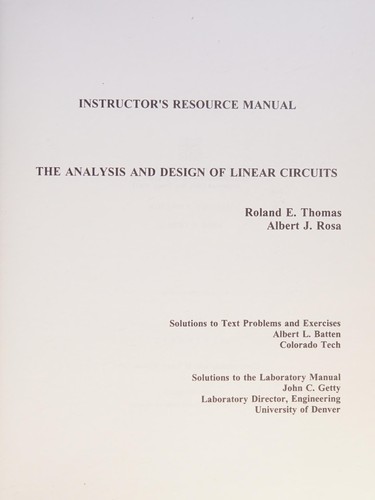Analytic Design of Linear Circuits