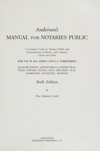 Anderson's manual for notaries public