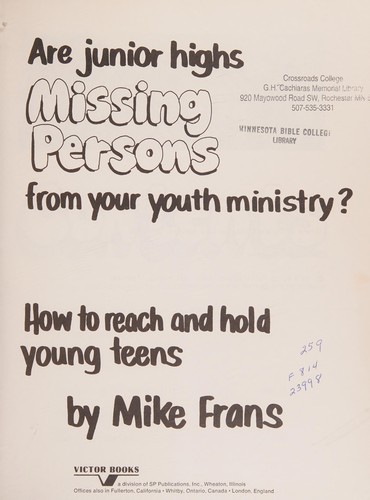 Are junior highs missing persons from your youth ministry?