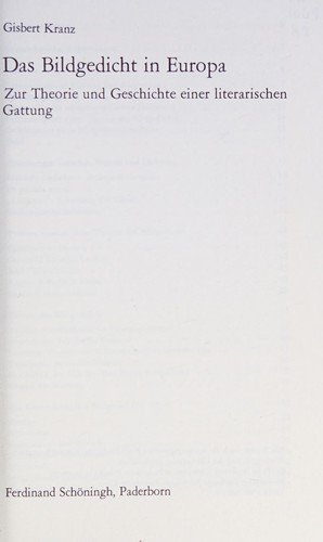 Das Bildgedicht in Europa