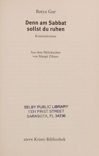 Denn am Sabbat sollst du ruhen. Stern Krimi-Bibliothek Band 15