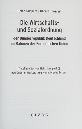Die Wirtschafts- und Sozialordnung der Bundesrepublik Deutschland im Rahmen der Europäischen Union