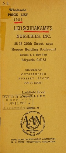 Wholesale price list, 1957